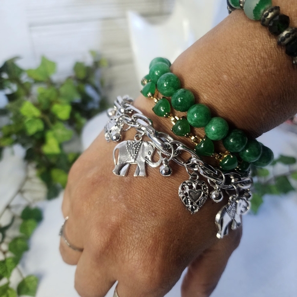 Silver Chain Elephant and Heart Charm Bracelet - Picture 7 of 9